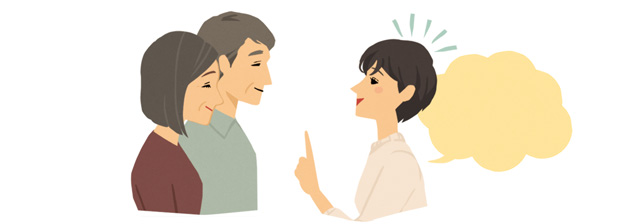 家族と相談する女性