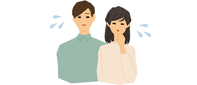 焦っている男女