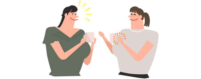 結婚したことを友達に伝える女性