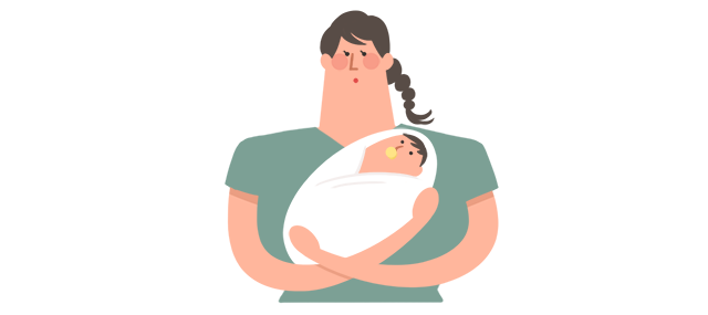 赤ちゃんを抱いている女性