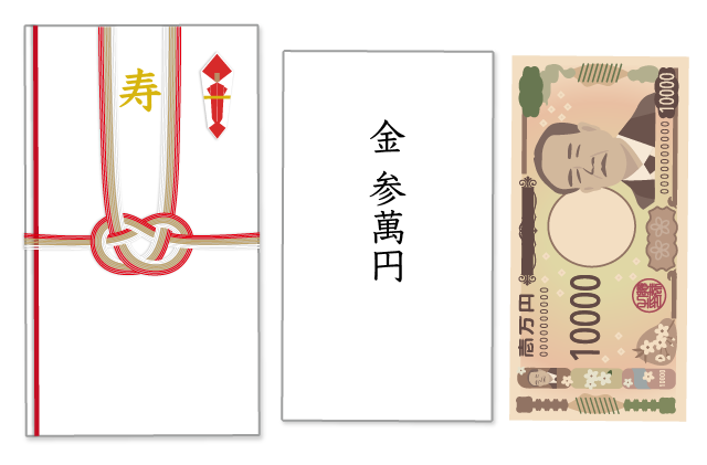 「上包み」+「中袋」タイプのお札の向き