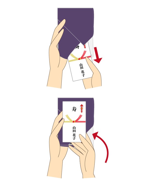 包むタイプの袱紗でのご祝儀袋の渡し方４