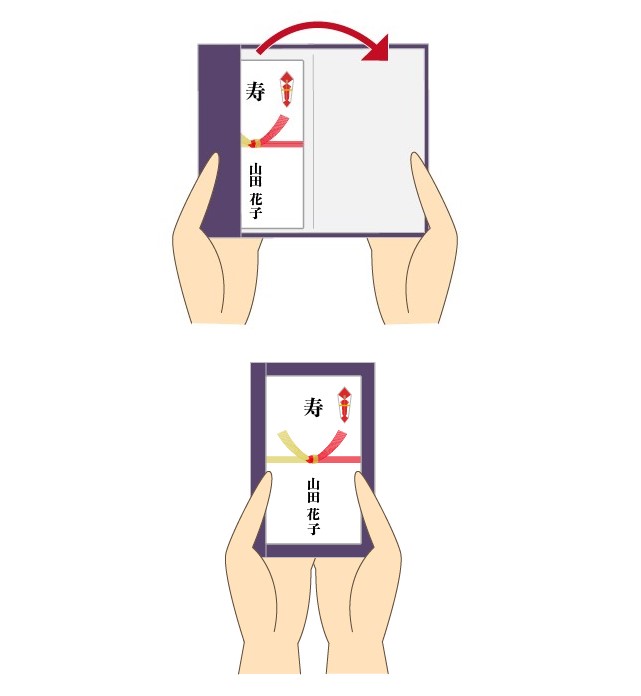 挟むタイプの袱紗でのご祝儀袋の渡し方２
