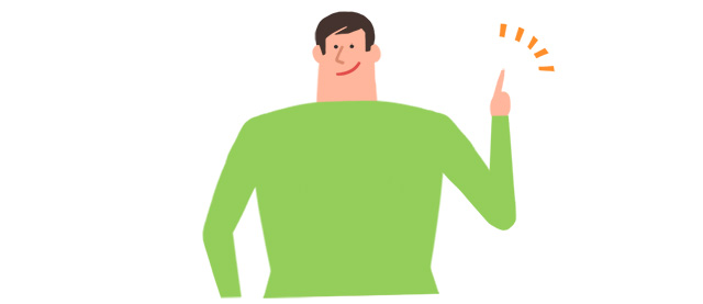 人差し指を立てている男性