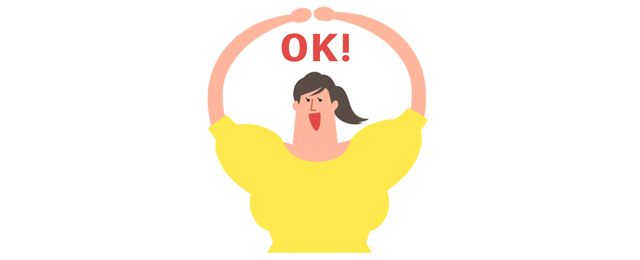 腕を丸にしてOKと発言している女性