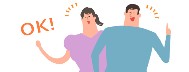 OKで嬉しそうな男女のイラスト
