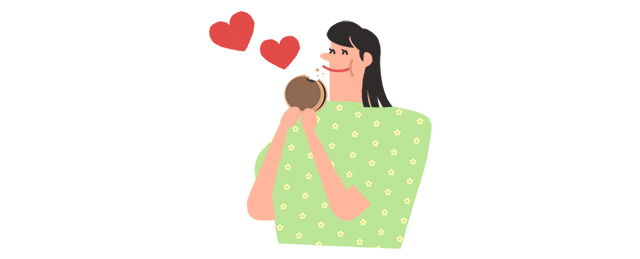 お菓子を食べる女性