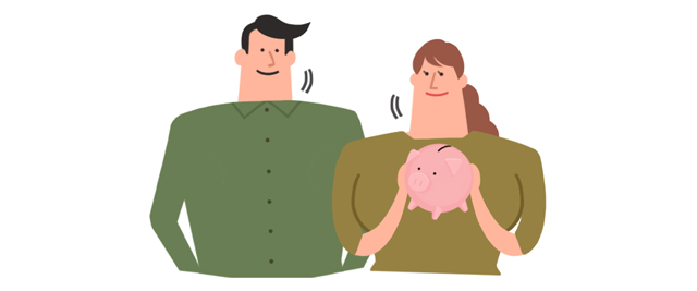 お金を持つカップル