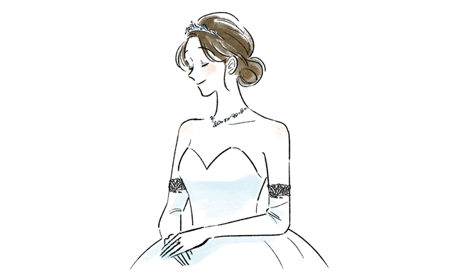 ウェディングドレスを着た女性