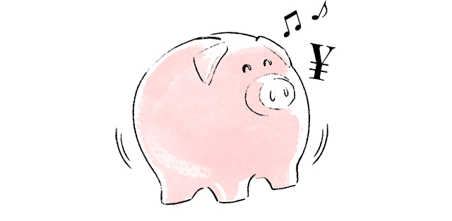 嬉しそうな豚の貯金箱