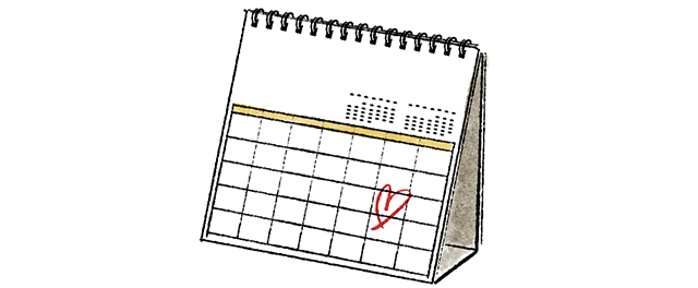 ハートマークのついたカレンダー