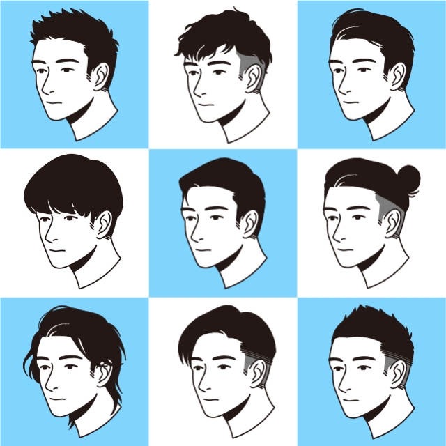 男性の髪型例のコラージュ