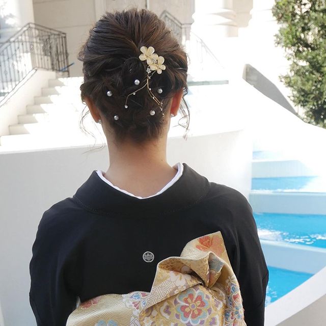 夜会巻き風のアレンジ