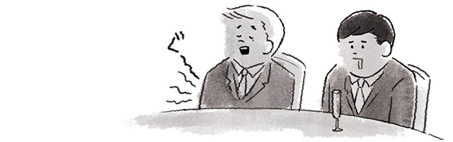 長すぎるスピーチを聞くゲスト