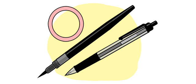 濃い黒の筆ペン, 黒のボールペン