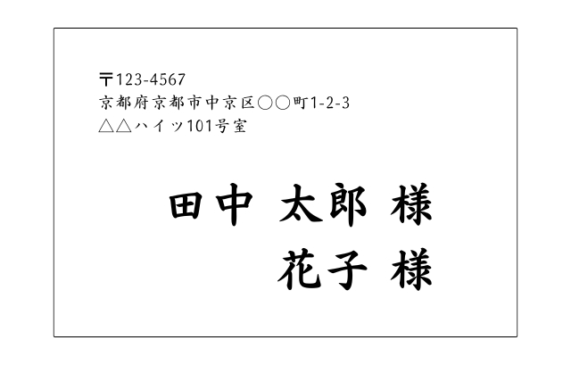 手書き風フォントで書かれた招待状の宛名