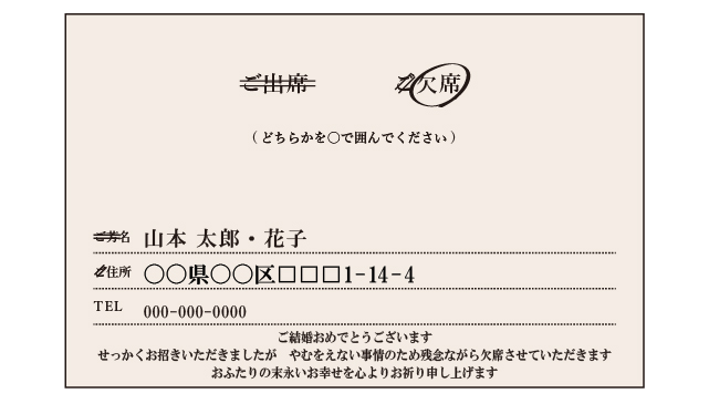 夫婦どちらも欠席する場合の返信はがきの書き方