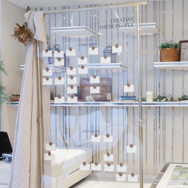 アクリルボードに貼って飾ったエスコードカード