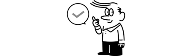 チェックマークと男性