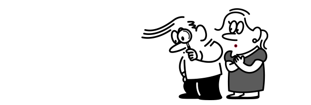 虫眼鏡をのぞくカップル