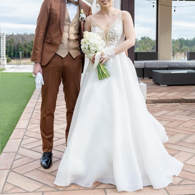 オーガンジーのAラインドレス