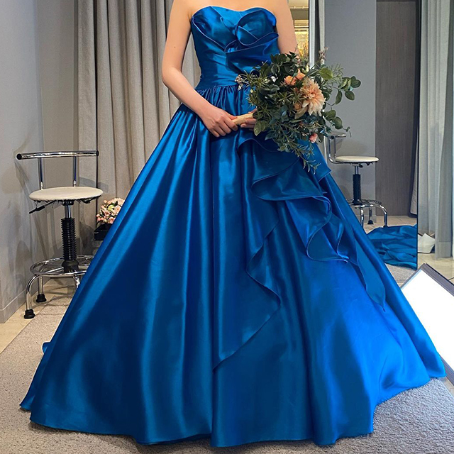 未使用 ドレス カラードレス ブルー 結婚式 披露宴 フォトウェディング