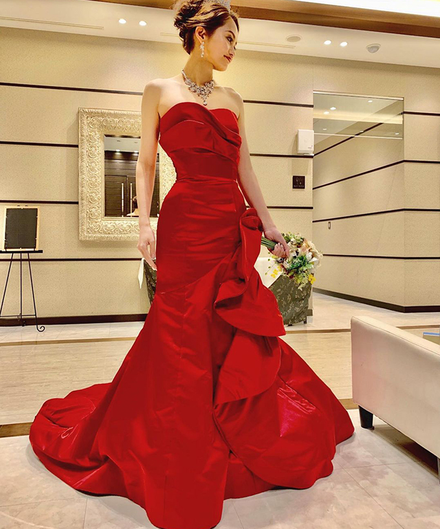 セパレートドレス 二次会 ウェディング 赤ドレスウェディングドレス