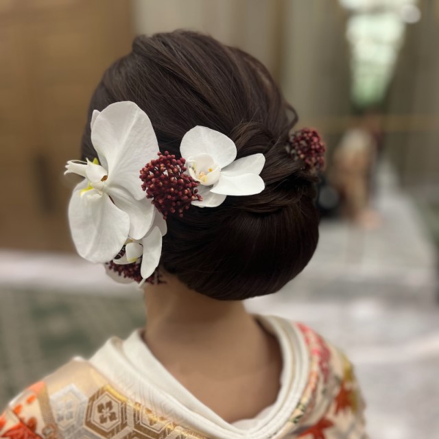 色打掛を着た花嫁の髪飾り