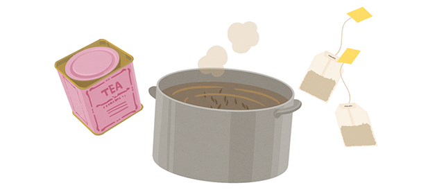 鍋で紅茶を作る図