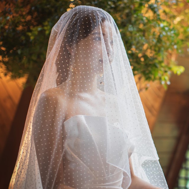 ドットベールをつけた女性