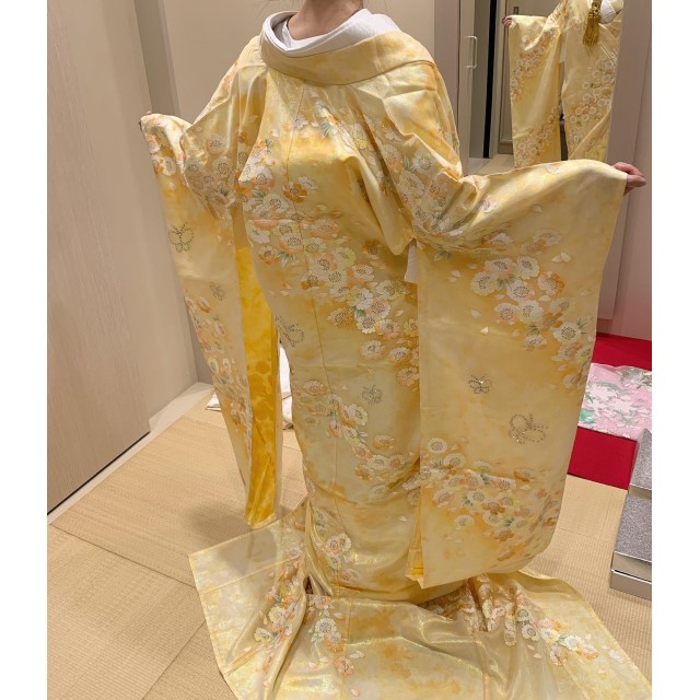 黄色のオーガンジー打掛