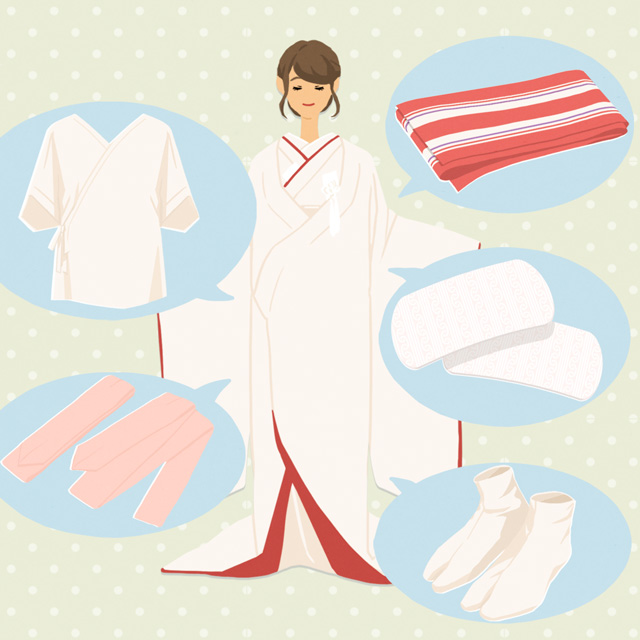 和装の女性と和装用小物