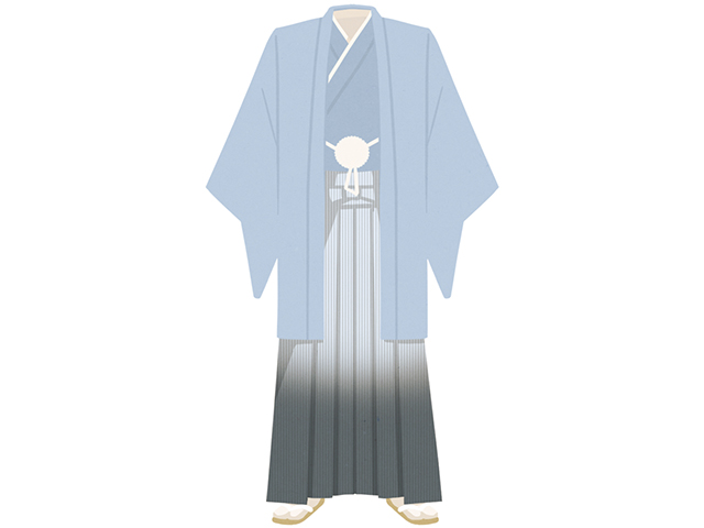 色紋付き羽織袴の着用例