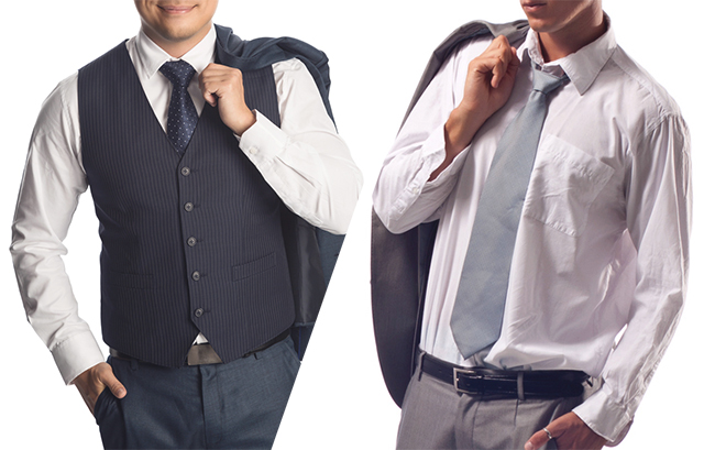 ジャケットを脱いだ様子