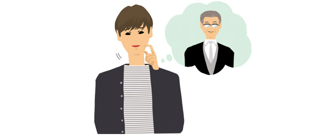 親族を思い浮かべる男性