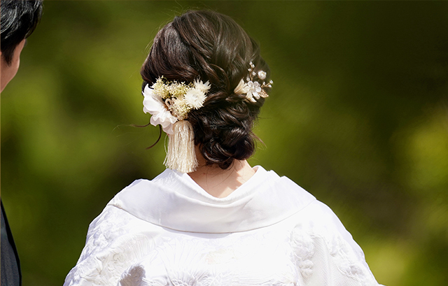 洋髪の和装花嫁