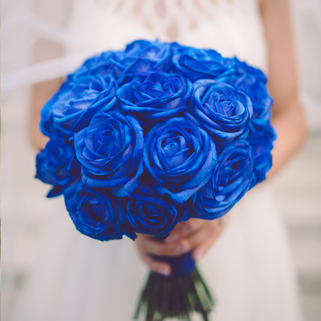 青・ブルー・水色系のウェディングブーケでさわやかな花嫁に！デザイン 