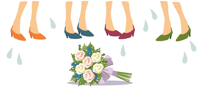 ゲストの足元に落ちたブーケ