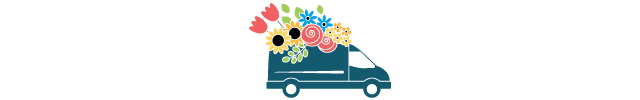 花を積んだトラック