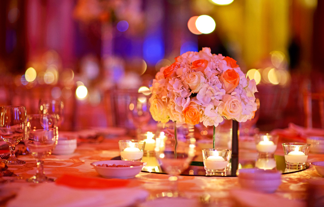 テーブル装花とキャンドル