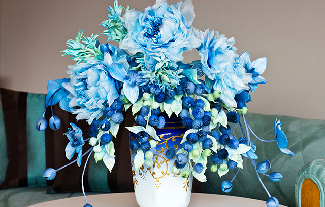 青い花のアートフラワー