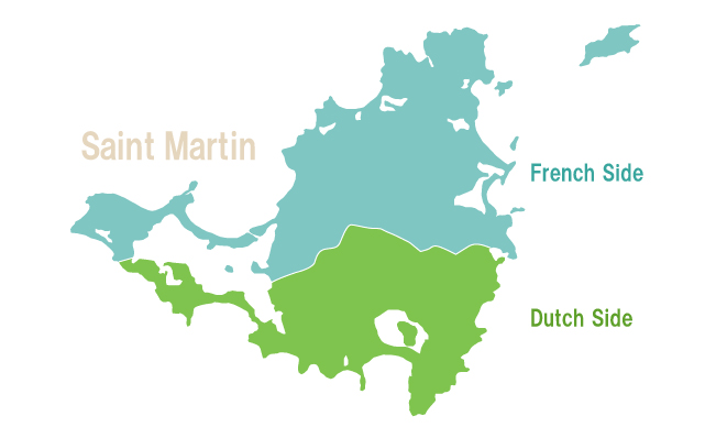 セントマーチン島のフランス領とオランダ領