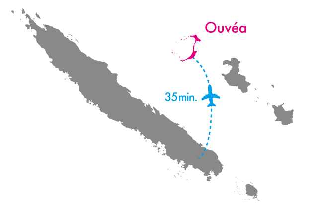 グランドテール島から飛行機で35分の場所にあるウベア島の位置