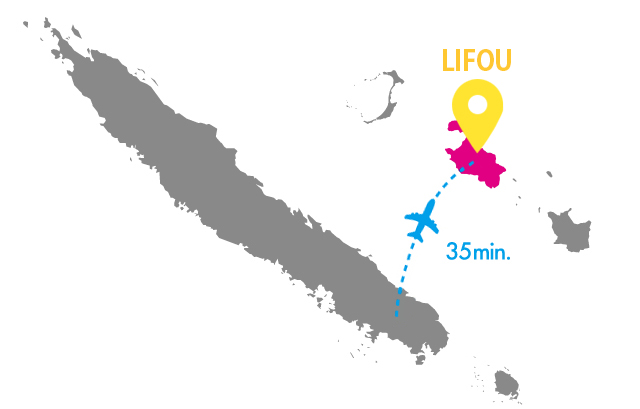 グランドテール島から飛行機で35分の場所にあるリフー島の位置